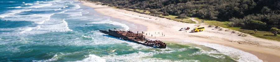 Cool Dingo's bus, parked next to Maheno Wreck