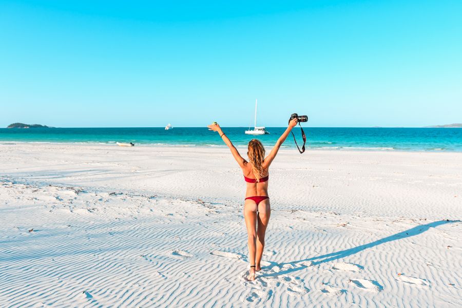 Whitehaven Beach Hands in the air