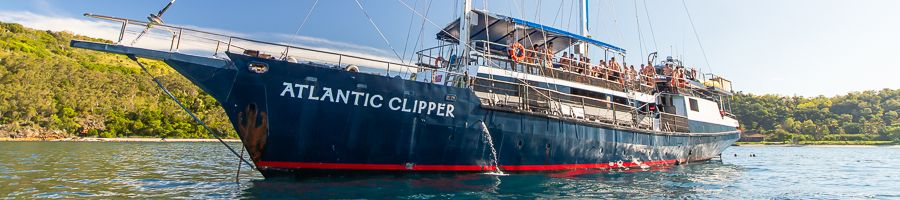 atlantic clipper mega yacht sailing in the whitsundays