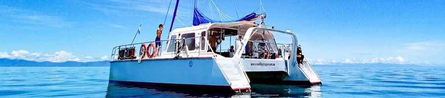 reef daytripper boat on the coral sea near cairns