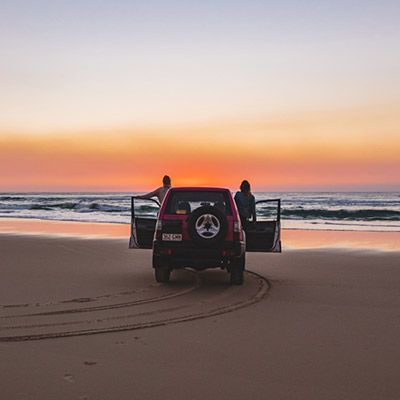 watching sunset from 4wd