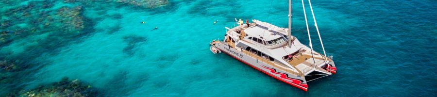 Passions of Paradise Catamaran parked up at the Great Barrier Reef