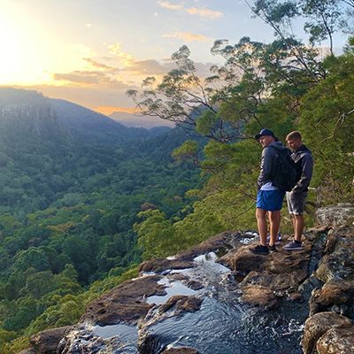 A group of people at a lookout in Byron Bay