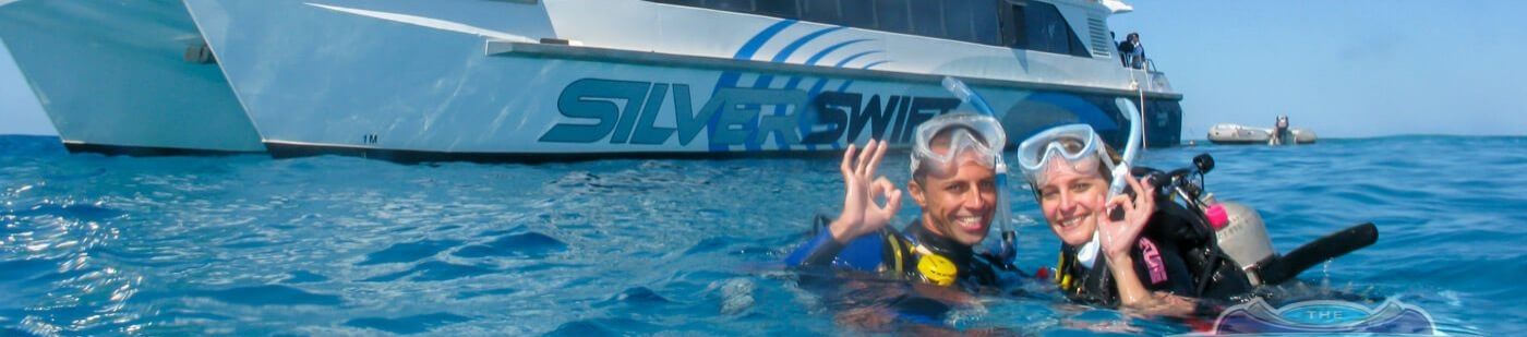 Silverswift Cairns Happy Scuba Divers In The Water