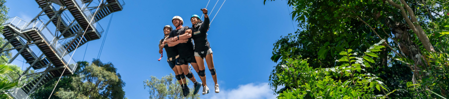 3 people on AJ Hackett Giant Swing Cairns