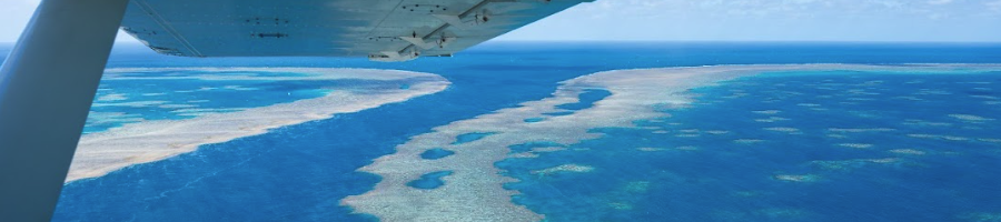 Looking out the plane window over the Great Barrier Reef