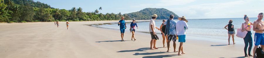 group walking on the beach at Cape Tribulation