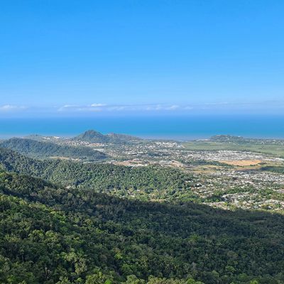 aerial view of cairns rainforest and coastline