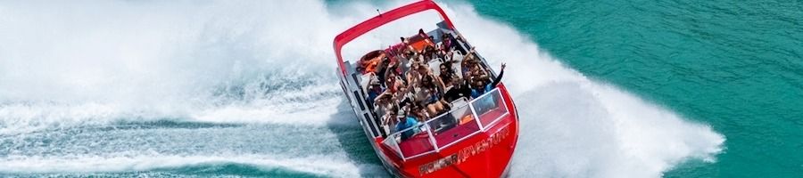 People on board the Pioneer Jet Boat tour from Airlie Beach