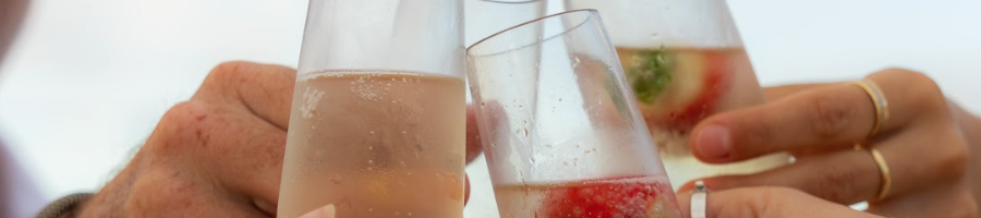 Glasses of champagne held together