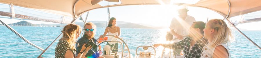 Friends aboard Milady in the Whitsundays