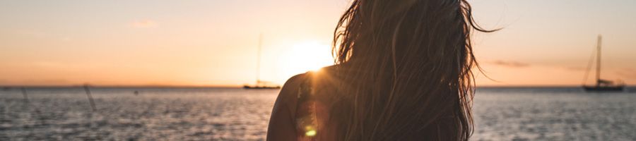 silhouette of girl Sunset on Whitsundays