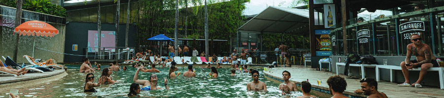 A swimming pool at a hostel