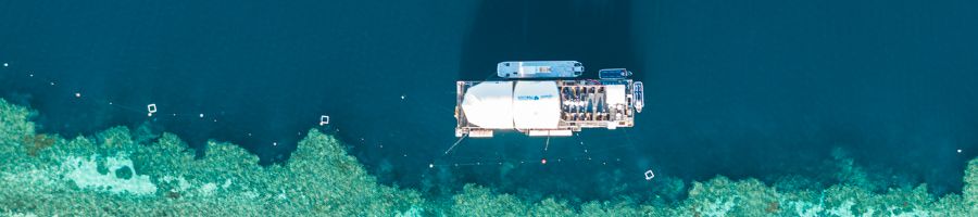 aerial shot of reef pontoon