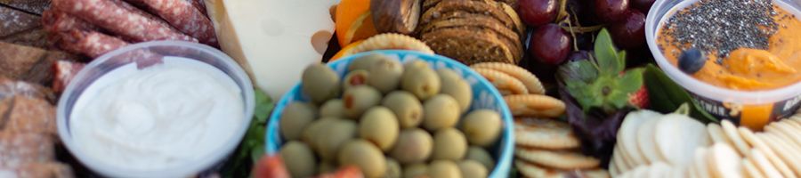 Antipasto platter with olives and crackers
