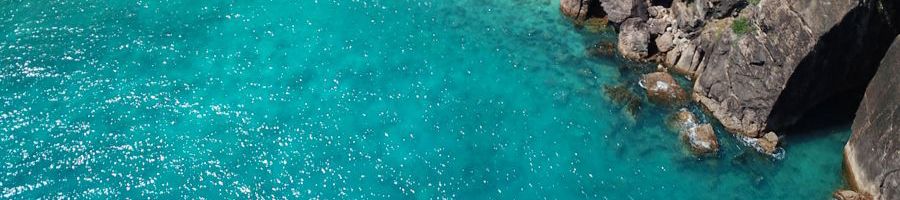 Island sandbar and blue waters