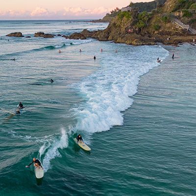 Byron Bay surf school The Pass at sunset