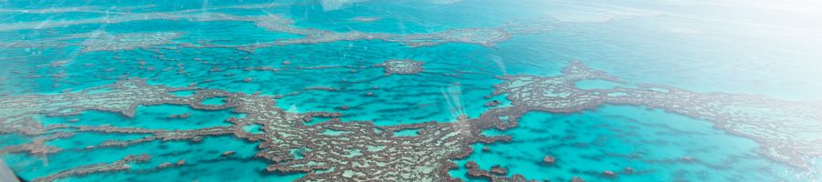 Great Barrier Reef from above, turquoise blue hues