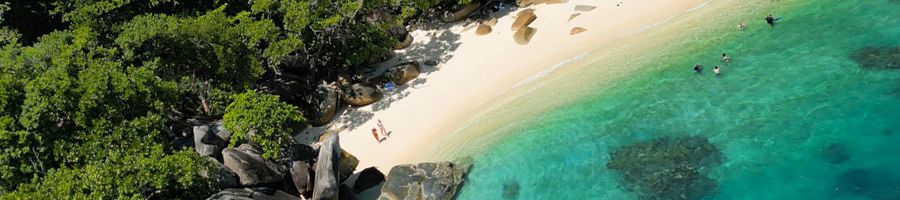 aerial view of nudey beach golden sand and turquoise water