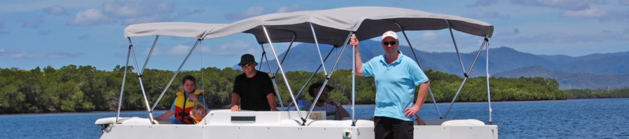 Friends fishing on Cairns Boat Hire Pontoon