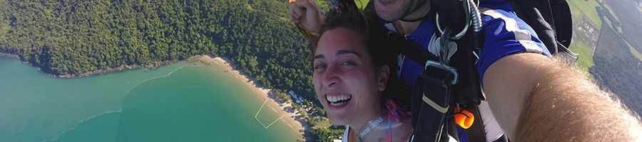 Skydiving over the tropical rainforest, Cairns