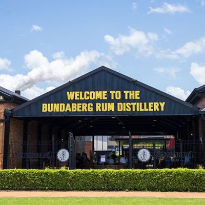 Bundaberg Rum Distillery with yellow signage