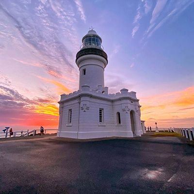 Byron Bay lighthouse at sunset