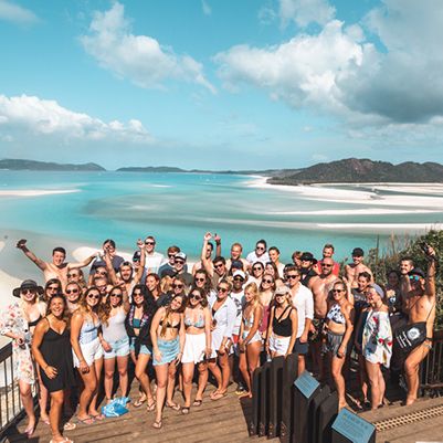 Tour group at Hill Inlet lookout, Whitsunday Islands