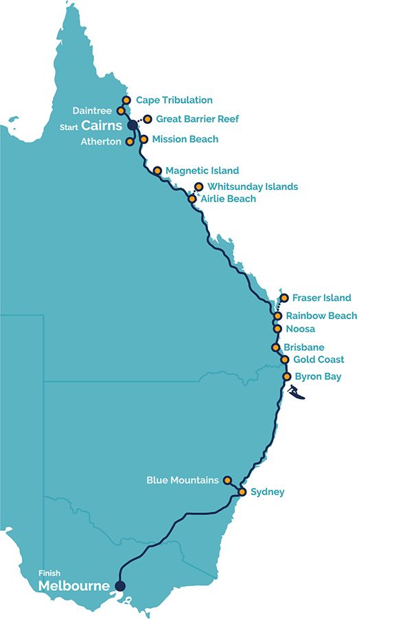 East Coast Tours Map