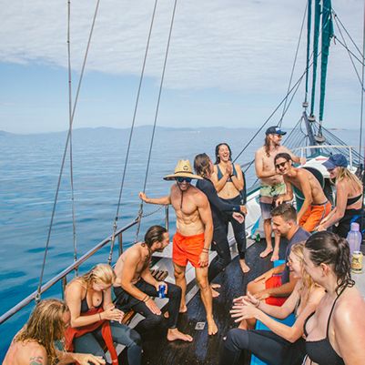 Group of people on a social sailing tour, Whitsundays