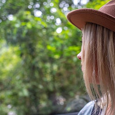 Woman on a bus to Nimbin