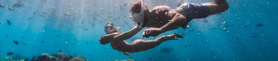 two people snorkelling on the great barrier reef