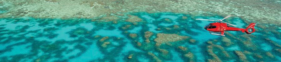 helicopter over great barrier reef