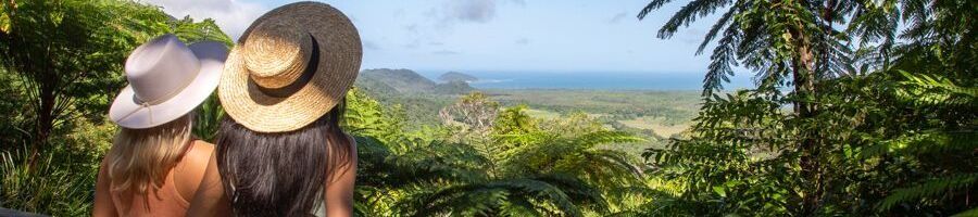 Two girls in Daintree Rainforest looking out at the view