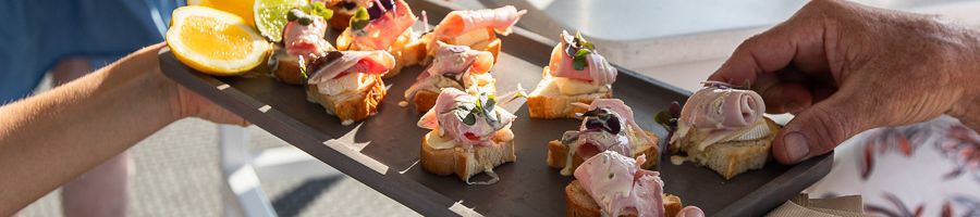 serving tray of canapes on a whitsunday boat