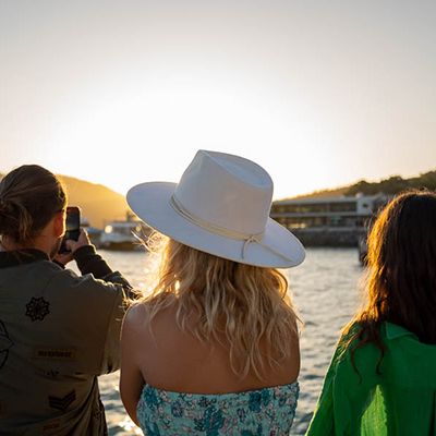 Group of people looking at the sunset