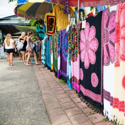 Sarongs on display at village markets