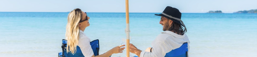 A man and a woman on Whitehaven Beach