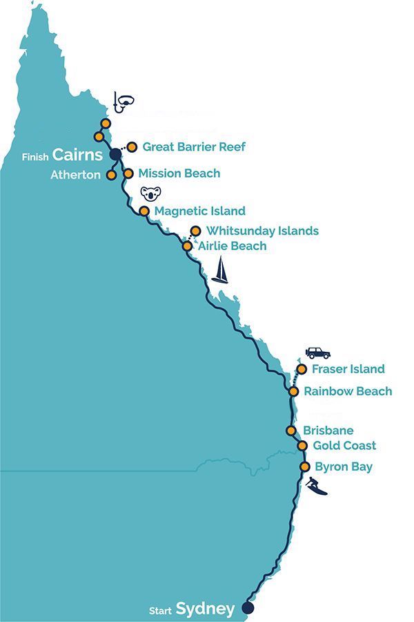 Intro Australia East coast Tour map