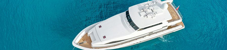 aerial shot of Segara Superyacht on the water