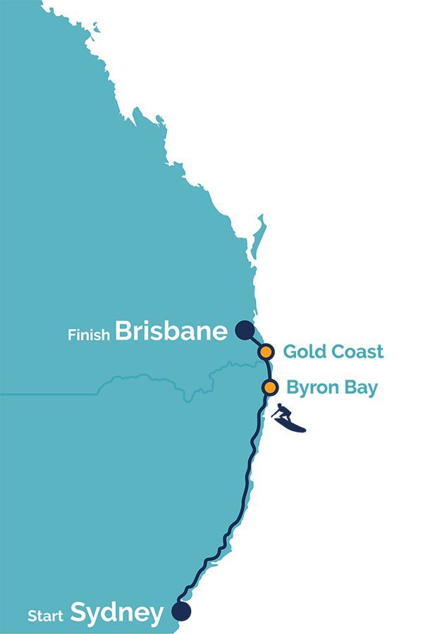 ECT Map with Sydney, Byron, Brisbane and Gold Coast Marked