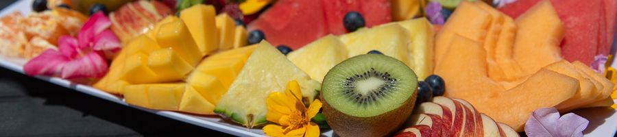 Close up of tropical fruit platter
