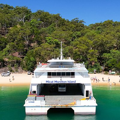 Moreton Island Ferry parked at the shore
