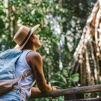 girl admiring the rainforests on the great ocean road