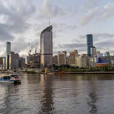 Brisbane city skyscrapers near the river