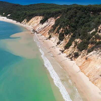 coloured cliffs along the great beach drive near noosa