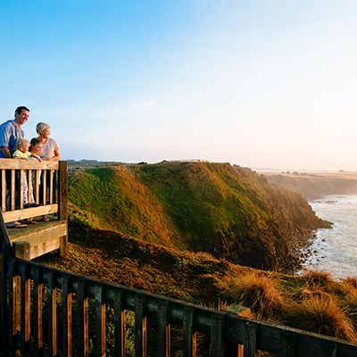 family at a coastal lookout on phillip island australia