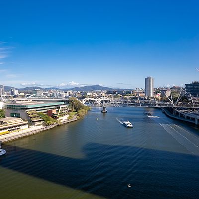 A city and river view in the day time