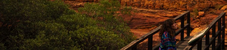 girl admiring the scenery of kings canyon outback