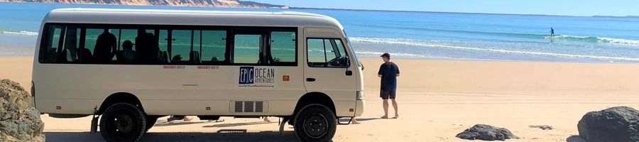 A 4WD bus from Epic Ocean Adventures in Noosa